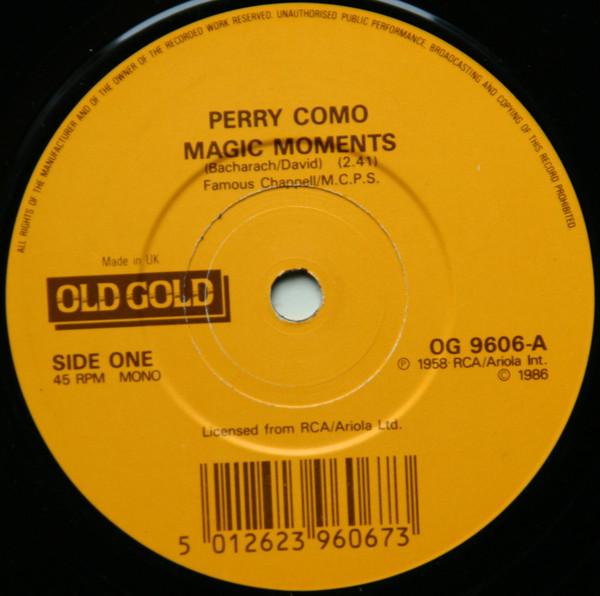 7-дюймовая пластинка PERRY COMO - Magic Moments OG9606 Old Gold 1986 UK Поп Б/У
