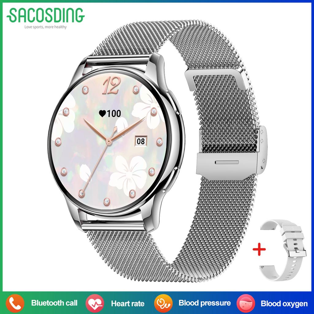 Умные часы SACOSDING для женщин(Ответить/позвонить), Фитнес-часы с монитором сердечного ритма/сна/SpO2, умные часы для Android/iPhone
