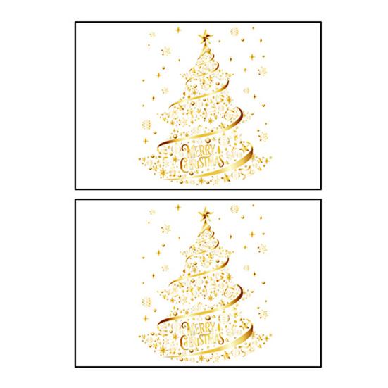2/4Pcs Golden Christmas Tree Window Cling Removable Waterproof Merry Xmas Tree Static Glass Sticker Holiday Party Decoration Decal