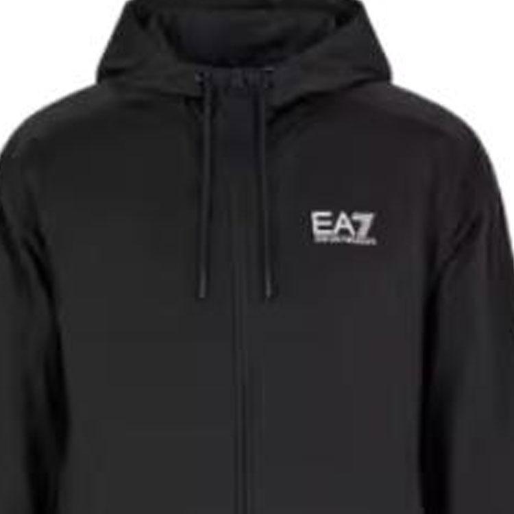 Emporio Armani EA7 Осень/Зима 24 Логотип Принт Буквами Худи на Молнии с Длинным Рукавом Повседневный Спортивный Костюм Мужской костюм Черный 6DPV70-PJHCZ-1200