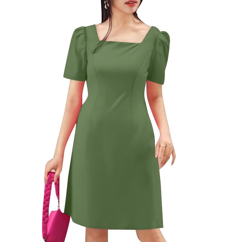 ZANZEA Женское повседневное квадратное воротниковое короткое летнее платье с коротким рукавом