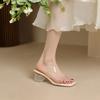 Cool Slippers Women's Summer Outer Wear 2025 Crystal Thick Heel Middle Heel Transparent Women's Sandals