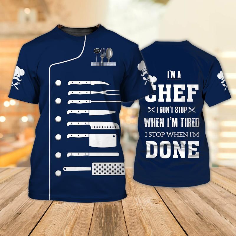 Летняя мужская футболка с изображением шеф-повара, индивидуальная одежда с 3D-принтом, рубашка с круглым вырезом и короткими рукавами, модная уличная одежда в стиле панк 6XL