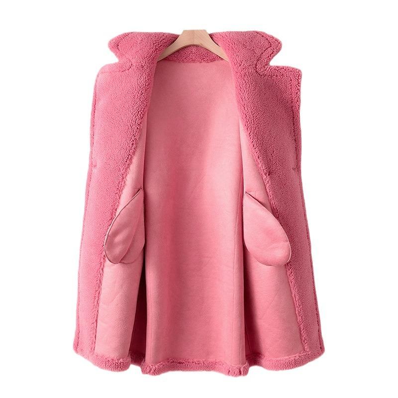 Пальто из плюшевого мишки женское зимнее 2024 года стрижка овец средняя и длинная шуба из ягненка с интегрированным мехом