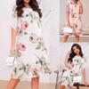 Elegant European & American Women's Loose Fit Round Neck Chiffon Dress with Trendy Print