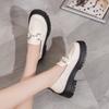 Metal Chain Design Women Shoes 2024 Autumn British Style Women's Leather Shoes Preppy Style Girl Platform Uniform Shoes Zapatos