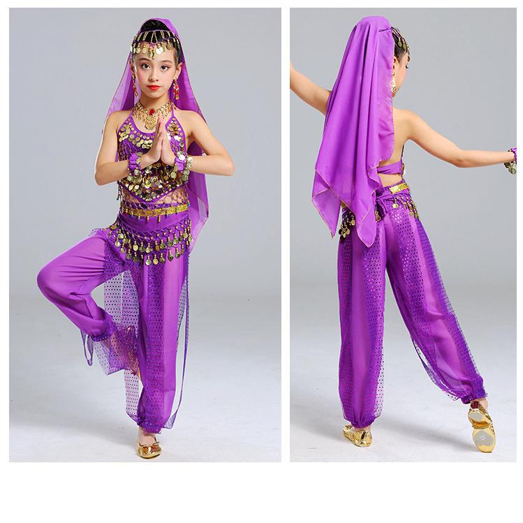 Детские индийские танцевальные костюмы Костюмы Детские танцевальные костюмы Синьцзян Танец живота для девочек Детские народные танцы
