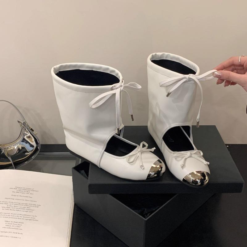 Модные нишевые дизайнерские женские туфли Мэри Джейн с круглым носком, на шнуровке с бантом, с мелким вырезом, плоская подошва, балетки, летние шлепанцы-ботинки