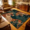 American Retro Tiger Pattern Living Room Carpet Decoration Lounge Washable Large Area Rugs Bedroom Bedside Pile Fabric Floor Mat