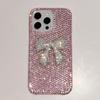 Блестящий чехол для телефона с кристаллами, стразами и бантом для IPhone 16 15 14 13 12 Air 17 Pro Max 11, противоударный, стильный задний чехол-крышка