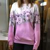Топ с круглым вырезом и цветочным принтом, повседневный спортивный топ с длинными рукавами, женская одежда