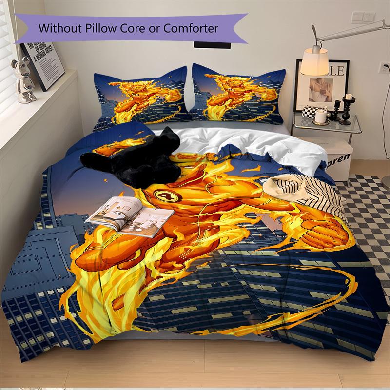 3pcs Flash superhero Duvet Cover Set, 1 Duvet Cover + 2 Pillowcases (No Insert), High-Definition Print for All Seasons,Durable yy251103075