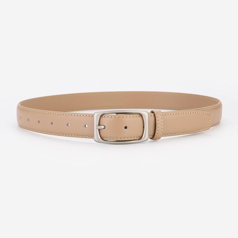 Minimalist Leather Belt For Women And Men With Alloy Buckle For Casual And Office Wear