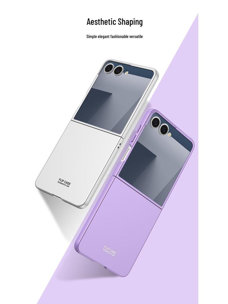 GKK Однотонный противоударный ПК-чехол для Samsung Z Flip7 - Большое окно, Ощущение кожи, Трансграничный, Защита складного экрана