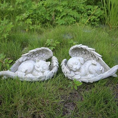 Памятник для домашнего питомца Собаки Кошки Персонализированный Мемориальный Камень Статуя из Смолы Креативное Ангельское Украшение для Собаки Кошки Памятник для Питомца Мемориальный Камень