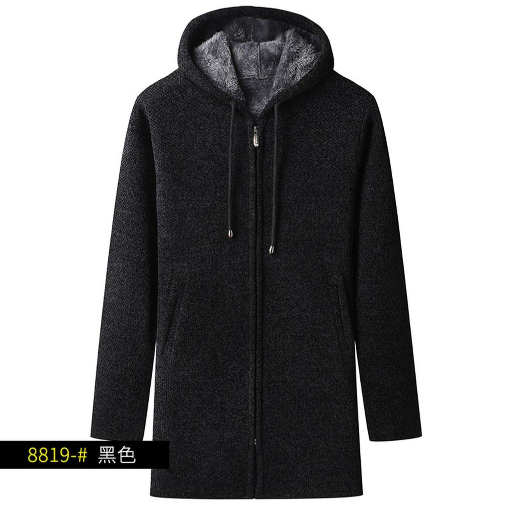 Новый тип мужского свитера средней длины с капюшоном, тренч большого размера, модная повседневная вязаная куртка на молнии