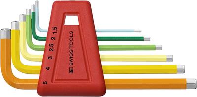 PB SWISS TOOLS Набор шестигранных ключей PB Rainbow с держателем, 210H-5RB