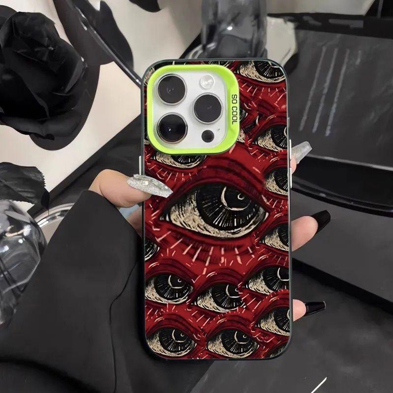 Мягкий чехол для телефона с жутким рисунком красных глаз для iPhone 16 15 14 12 11 13 Pro Max 14Plus 12 13 Mini 7 8 Plus X XS Max XR, задняя крышка