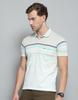 MONTE CARLO Мужская полосатая футболка с зеленым воротником и рукавом три четверти