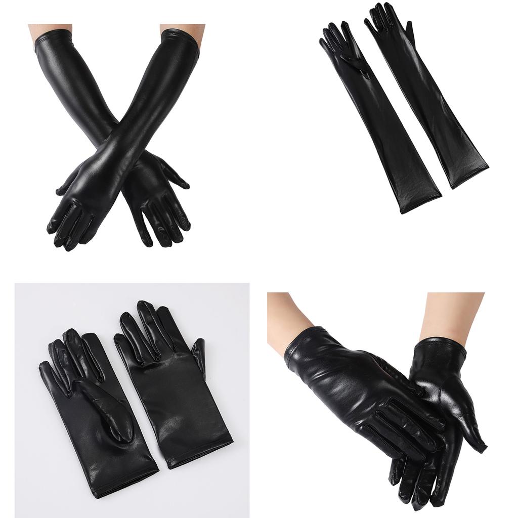 Metallic Gloves Nightclub Dancing Gloves Christmas Party Accessory Full Finger Stretchy Gloves for Concert Opera