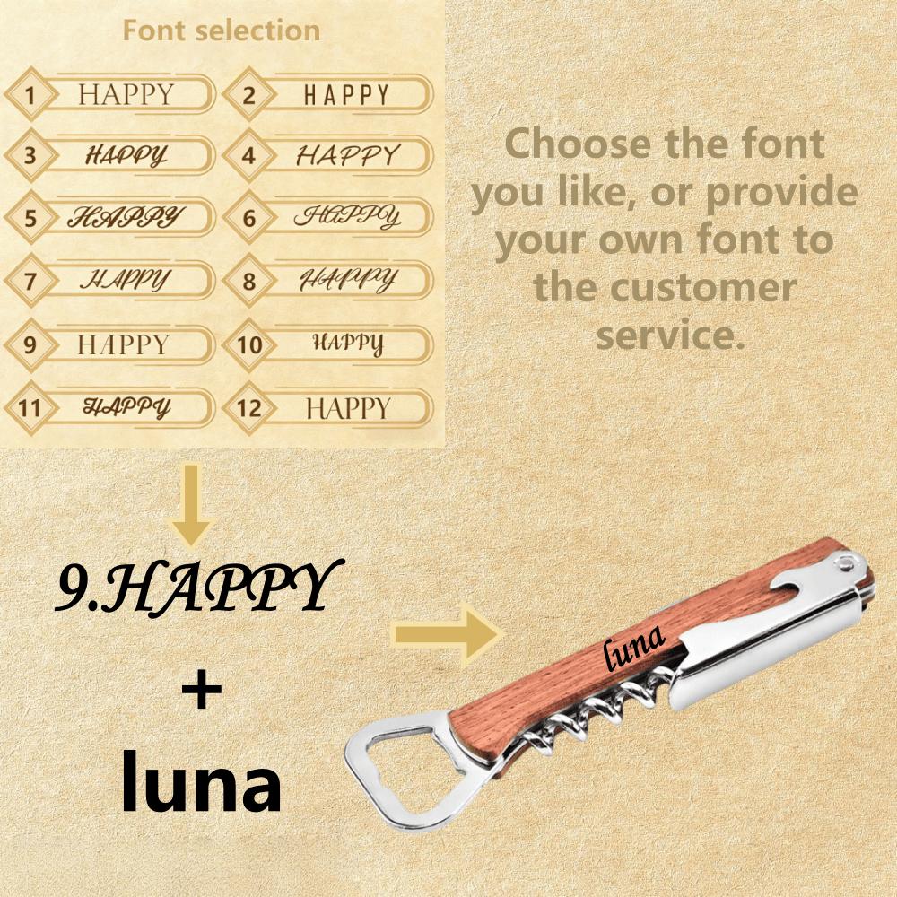 Custom Wooden And Stainless Steel Bottle Opener Personalized Engraving 3-In-1 Bottle Opener Suitable For Wine And Beer Wholesale 6