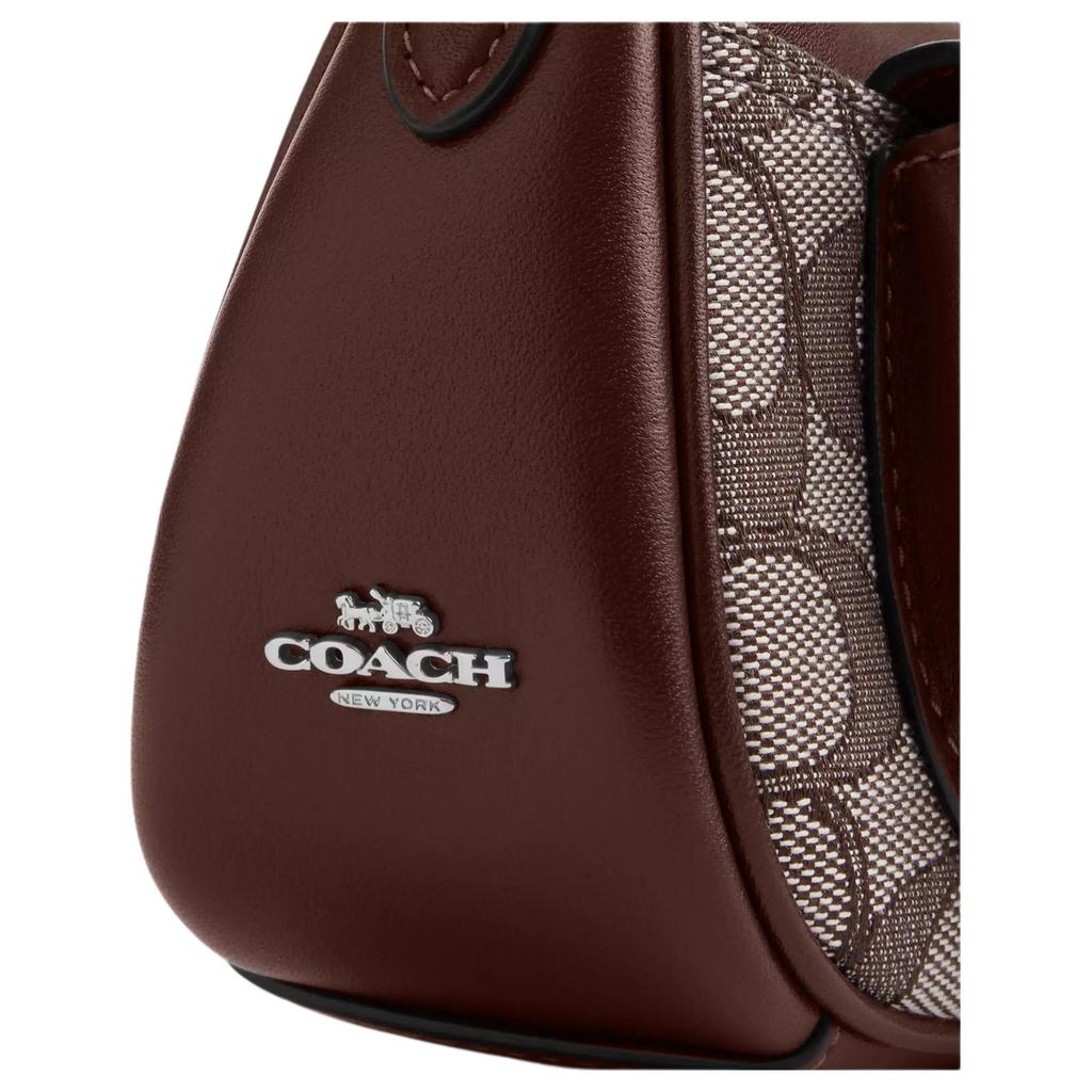 Coach Аштон 20 Серебряная пряжка Жаккардовый логотип Гладкая овечья кожа Сумка через плечо Маленькая женская сумка через плечо CDB18-SVS8S