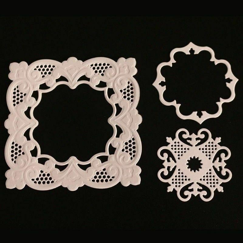 Square Lace Frame Cutting Dies Metal Stencil DIY Scrapbooking Album Card Embossing Craft Die Cut Template