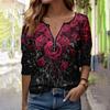 Summer New Fashion 2025 Women's Casual Long-sleeved Printed T-shirt