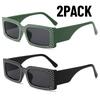 2PACK Trendy New Modern Diamond Glasses Fashionable Small Frame Square Sunglasses Women European and American Hip Hop Sunglasses
