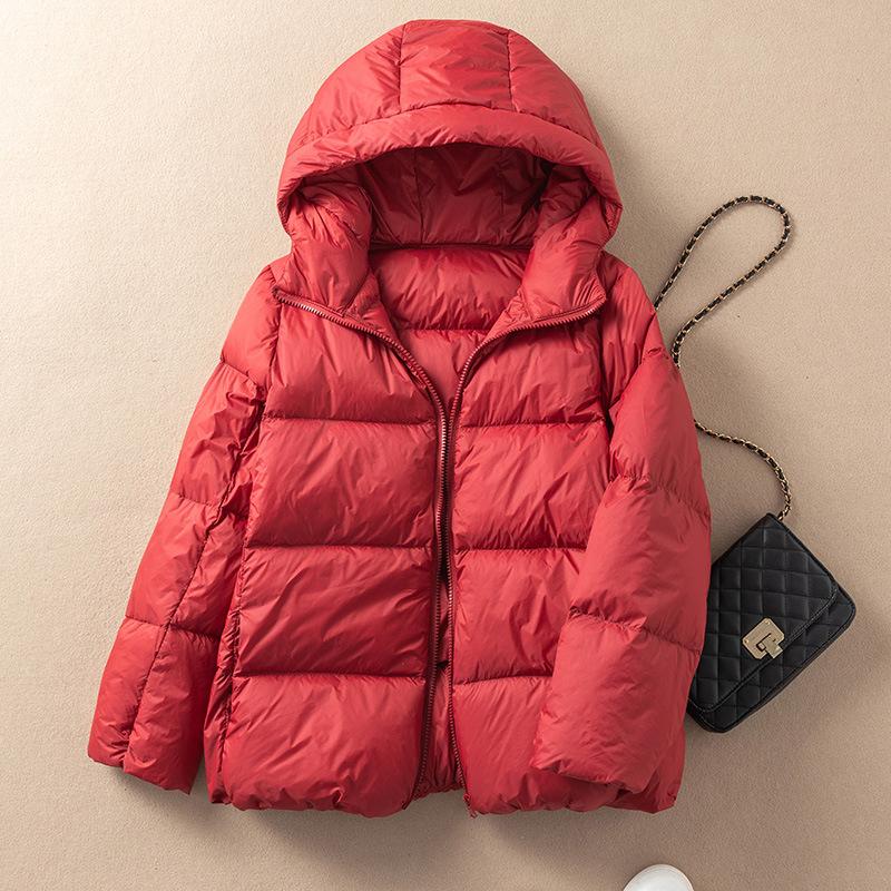 Short hooded bread jacket simple atmosphere down jacket women's winter thickened white duck down jacket tide