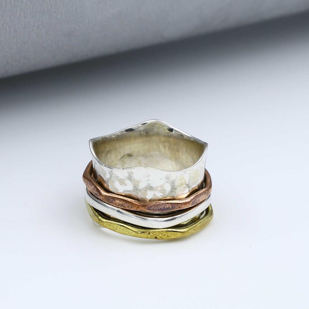 Garnet Gemstone Ring, 925 Sterling Silver Ring, Three Tone Ring, Bohemian Ring, Designer Ring, Wedding Gift