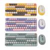 2.4G Bluetooth Wireless Keyboard Mouse Combo Retro Colorful 3 DPI Adjustable Round Keycaps Quiet Key