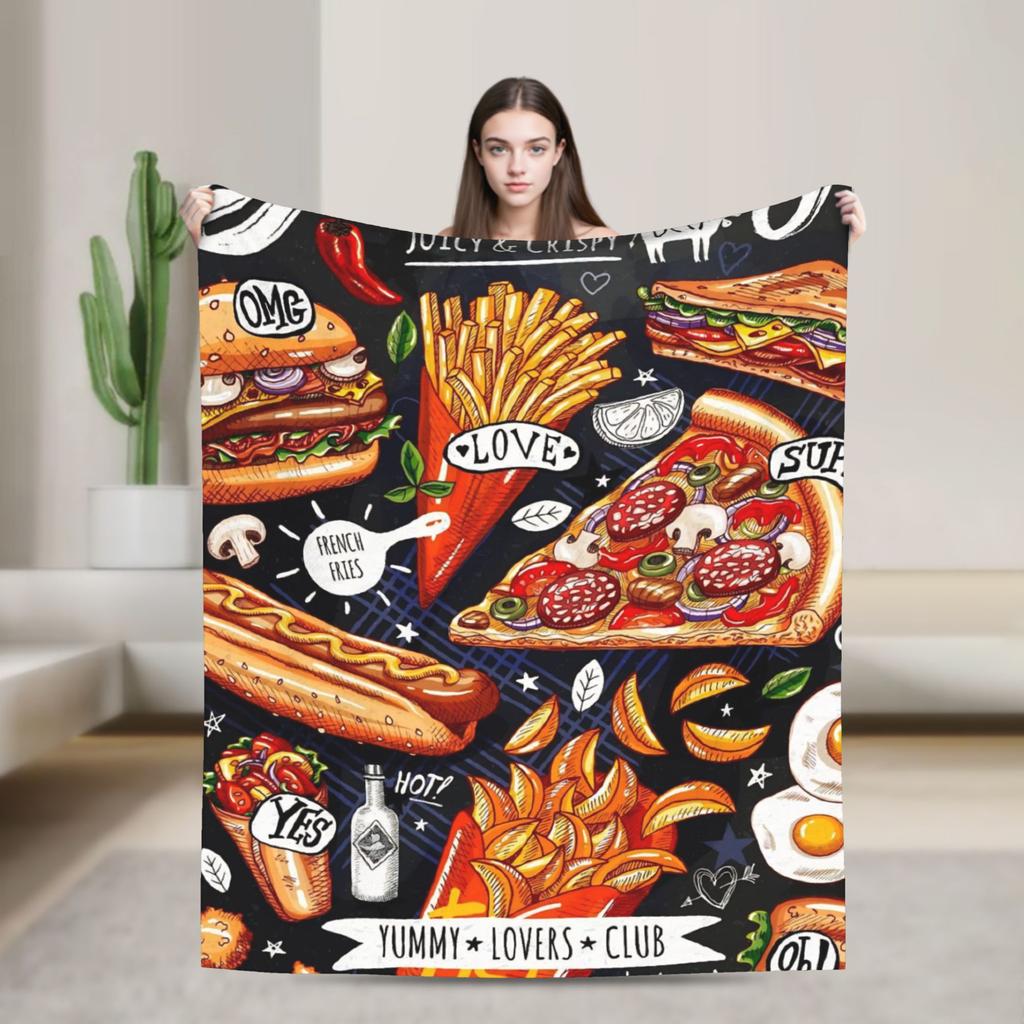 Fast Food Mexican Nachos Burritos Tacos Blanket Cover Snack Throw Blankets Bedroom Sofa Quilt Soft Warm Bedspread Multi-function