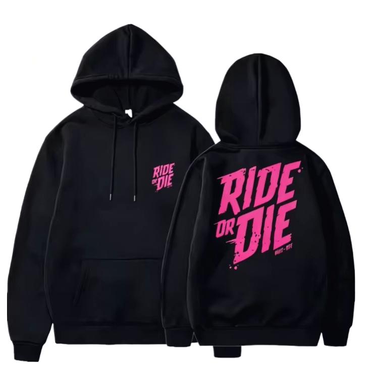 2026 Горячая Распродажа Худи с Граффити Буквой «Ride or Die» Мужское Женское Харадзюку Y2K Готическое Оверсайз Толстовка Идеально для Поездок на Работу и Домашней Одежды