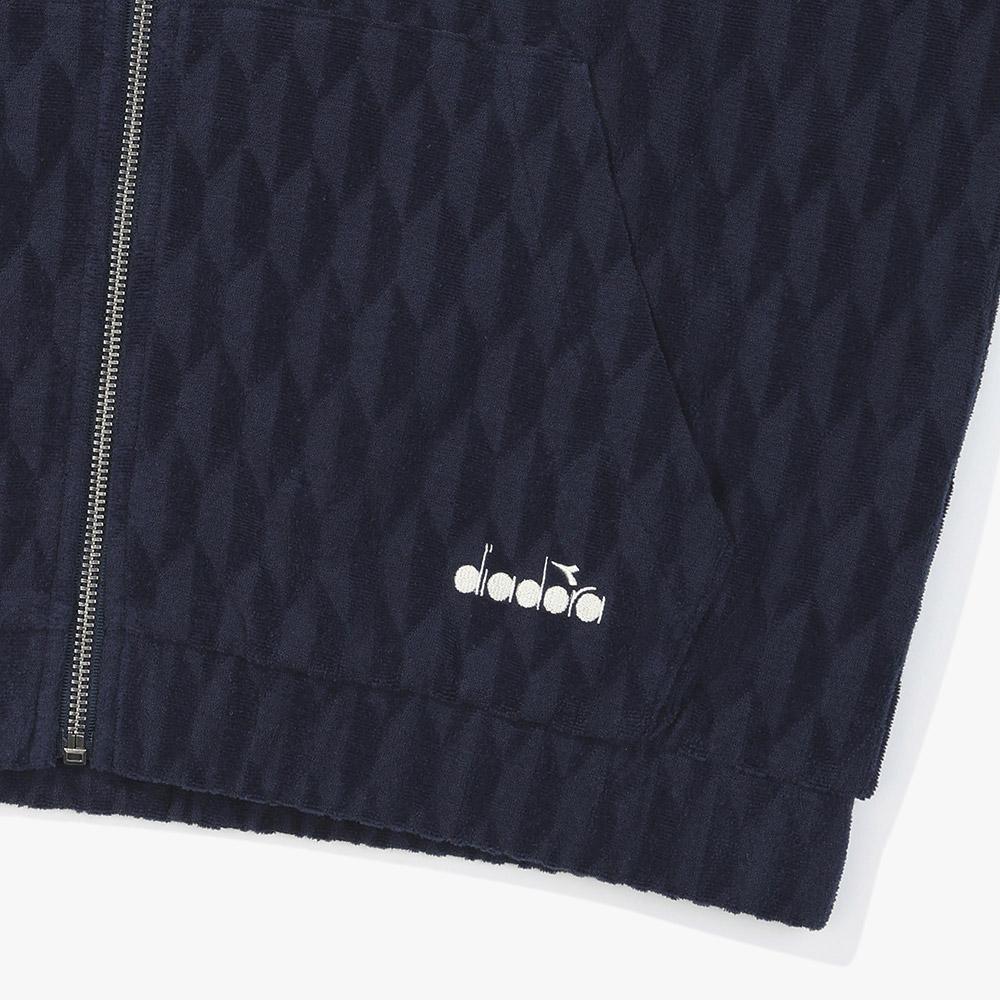 Diadora Terry Jacquard Zip-Up Hoodie Jacket Navy