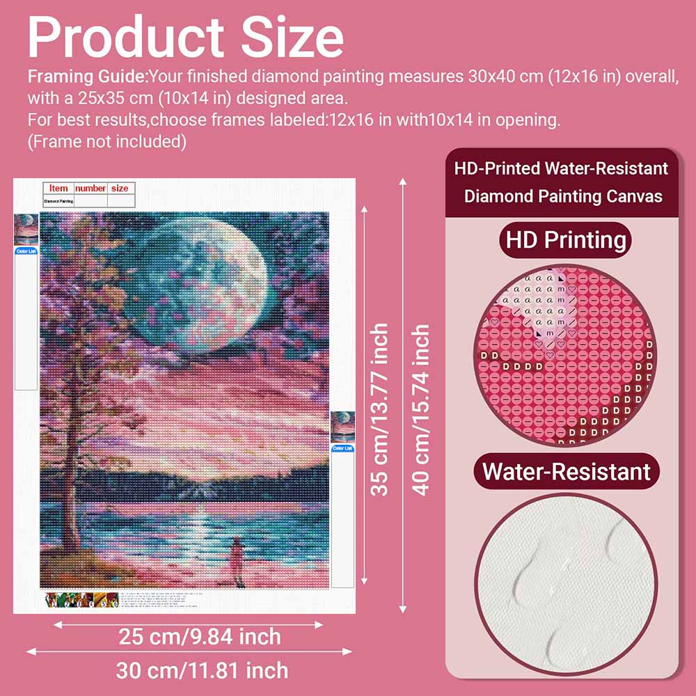 Diamond painting DIY full moon scenery landscape art kit for home room decoration