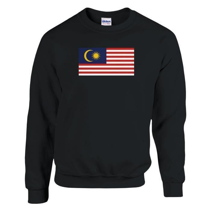 Sweat-shirt - PIXELFORMA - Drapeau de la Malaisie - Manches longues - Noir