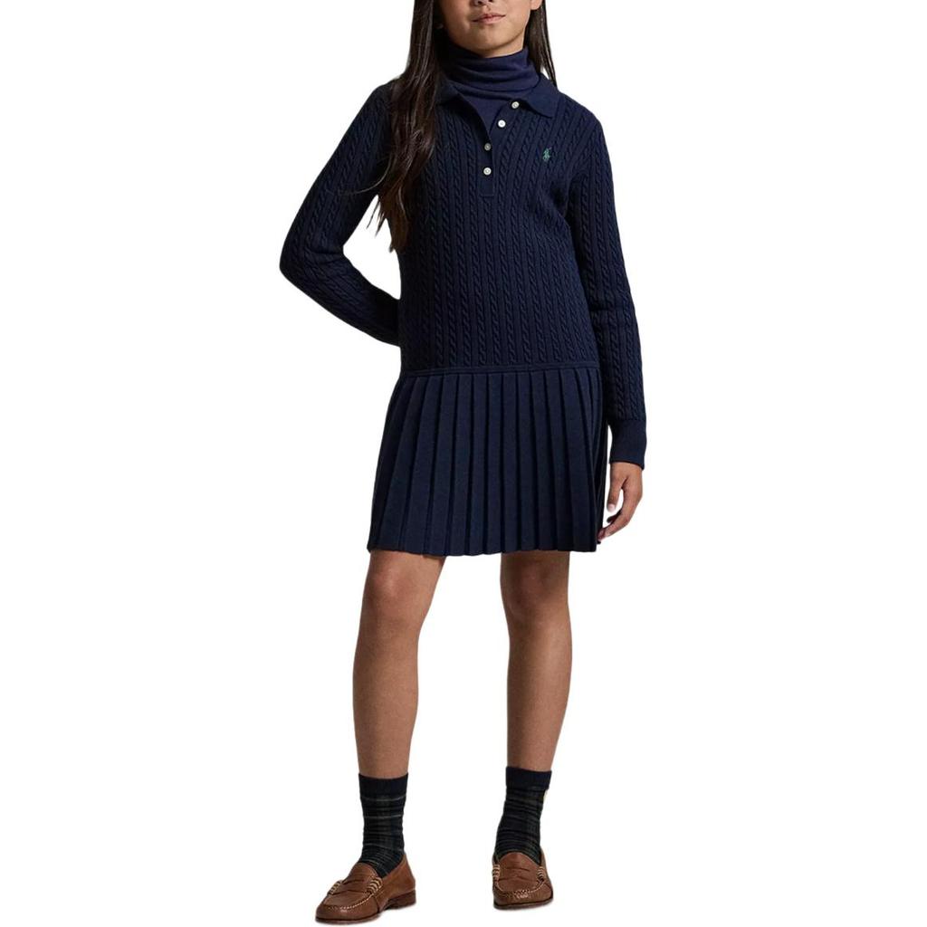Платье Polo Ralph Lauren Осень/Зима 2025 Однотонное Хлопок Косынка Воротник-поло Детское платье 313978841-001