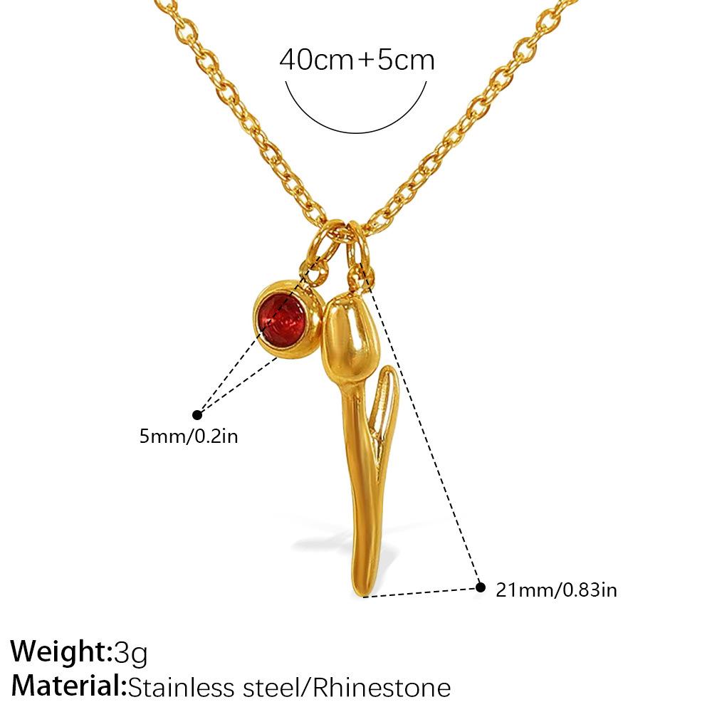 New Arrival Cubic Zirconia Elegant Girl Flower Necklaces 18k Gold Plated Fashion Stainless Steel Flower Necklace Set
