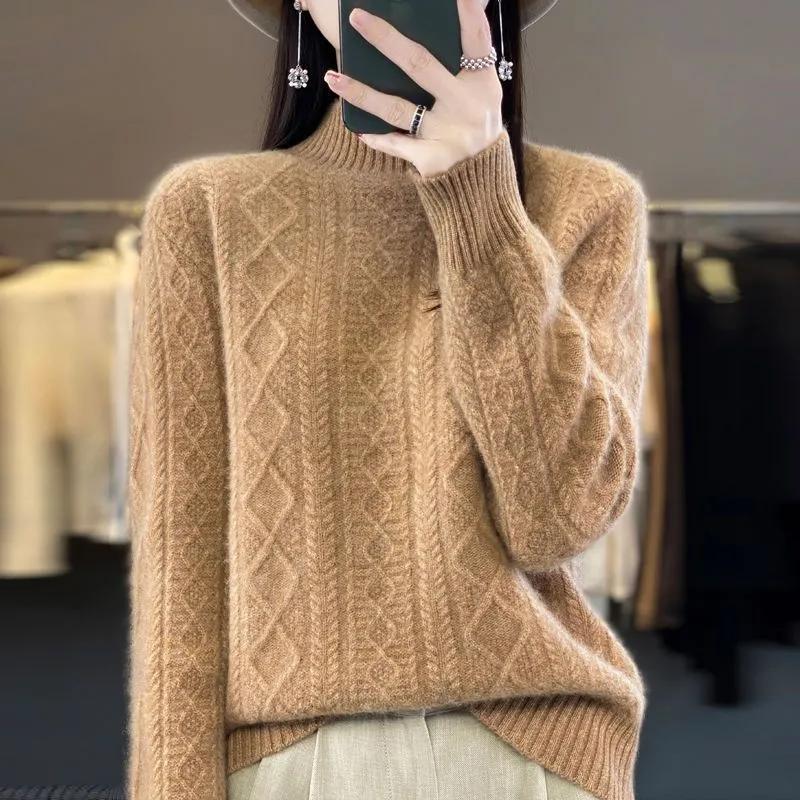 Women Jumper Autumn Winter Sweater Thick Merino Wool Turtleneck Casual Cashmere Knitwaer Pullover Korean Fashion Tops