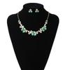 Vintage Enamel Clover Flower Necklace Earrings Set Women Alloy Jewelry Minimalist Fashion Accessory