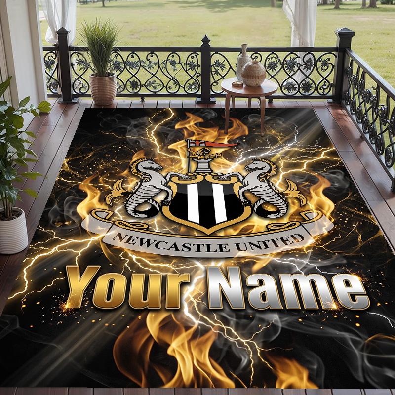 Custom Text Printed Rug Newcastle United FC Non Slip Floor Carpet For Home Room Decor