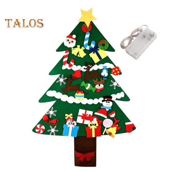 Войлочная новогодняя елка для малышей, светодиодная подсветка, набор для самостоятельной сборки новогодней елки с Санта-Клаусом, снеговиком, снежинкой, чулком