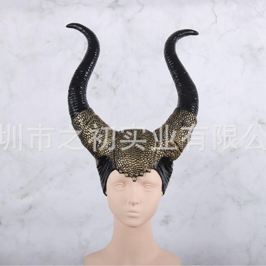 New Sleeping Beauty2gold Horned Headgear Maleficent Mask Halloween Cosplay Props