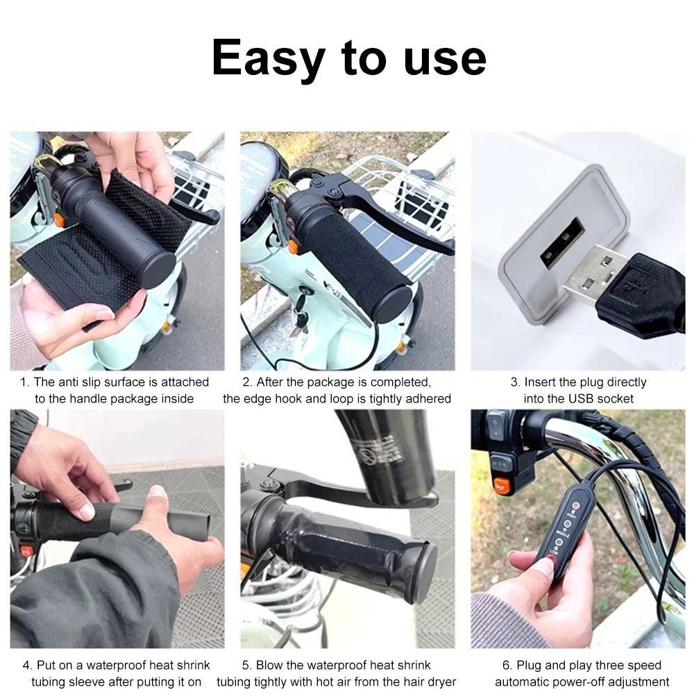 1Pcs 5V 2A USB Electric Handle Cover Fast Heating Heated Handgrips Motorcycle Accessories