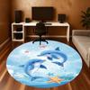 1PC Dolphins Ocean Round Chair mat Area Rug - Non-Slip, Floor Mat for Office, Bedroom, home decor Christmas Gift c0528070