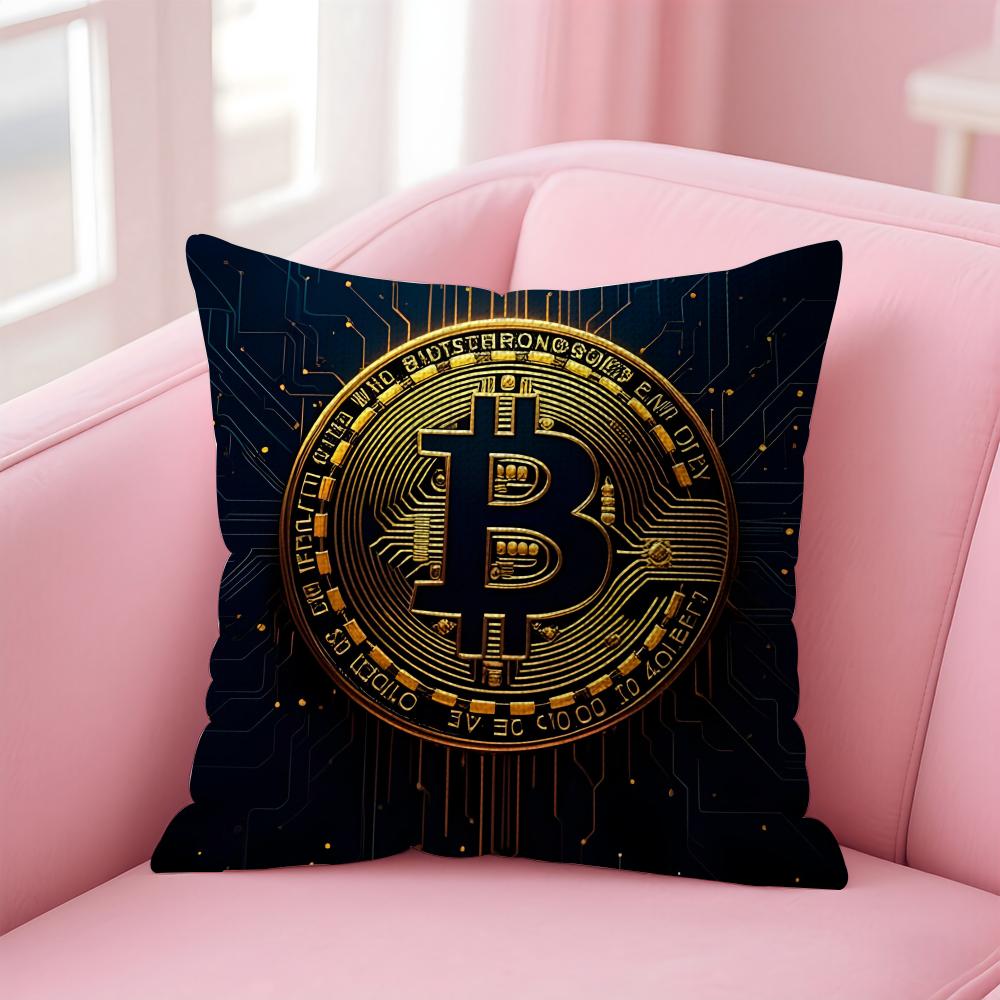 Cool Bitcoin Cushion Cover Natural Linen Pillow Case DoubleSided Print Decorative Sofa Pillowcase Home Decor Gift