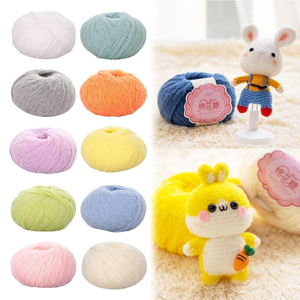 Multicolor Wool Ball Cotton Candy Yarn Ball Woven Material Wool Thread  for Knitting Doll Hair Clip