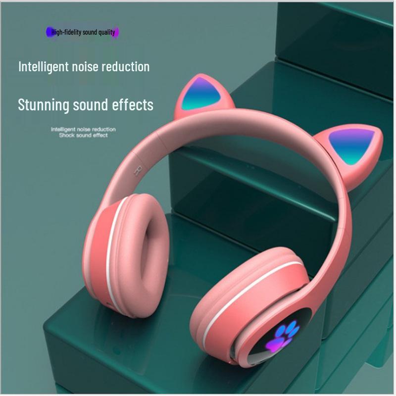 Милые Светящиеся Bluetooth-наушники с кошачьими ушками для детей - Модные Беспроводные Наушники для Девочек