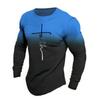Fashion Cross Printing Men's T Shirts 3D Gradient Harajuku Long Sleeve T-shirt Autumn Casual O-neck Cotton Tops Hip Hop Pullover